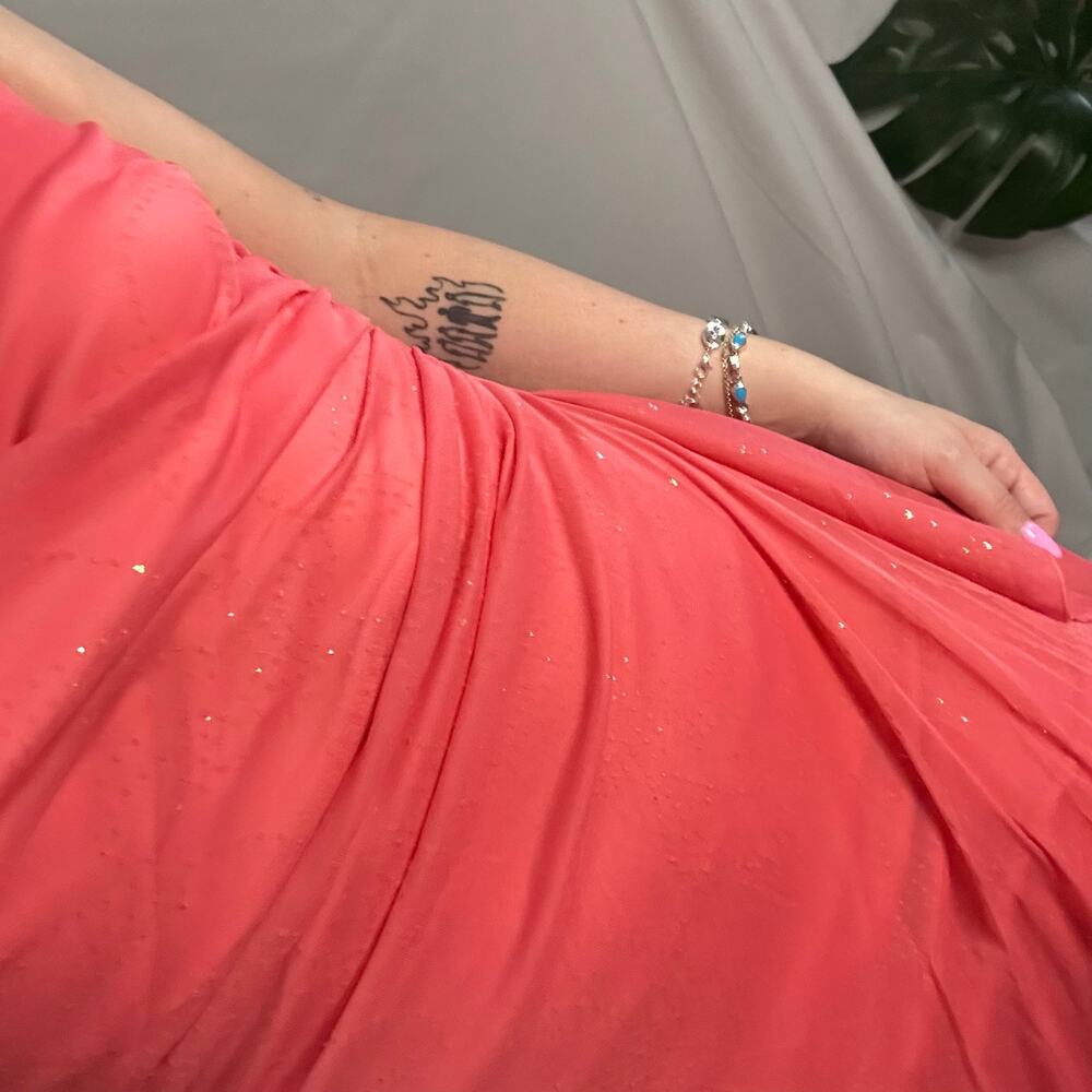 Y2k Rampage Pink Sparkly Assymetrical handkerchief Midi Dress - Picture 5 of 10